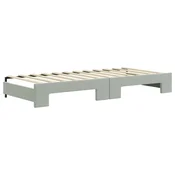 Greatstore Izvlečna dnevna postelja z vzmetnico sv. siva 90x200 cm blago