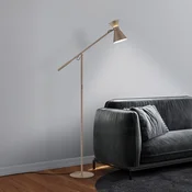 Helestra LED-stoječa svetilka LUK, rjava, dim., nastavljiva višina - Študija/pisarna - svetlo rjava - Aluminij