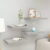 Plutajuce zidne police 4 kom boja betona 40 x 23 x 3,8 cm MDF
