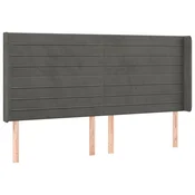 Vidaxl Vzglavje z ušesi temno sivo 203x16x118/128 cm žamet