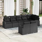 Sjedeća garnitura za vrt 8 kom. Crna poliratan 234 x 124 x 85 cm