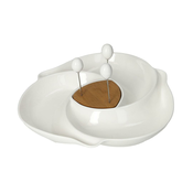 BRANDANI Servirni krožnik Vortice 3-delni 27x26,5cm/porcelan, les