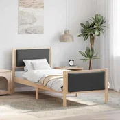 Krevetna konstrukcija Tamno siva 75 x 190 cm tkanina