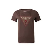 GUESS Majica bež/temno rjava/rjasto rdeča