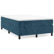 Vidaxl Posteljni okvir z vzmetmi temno moder 120x200 cm žamet