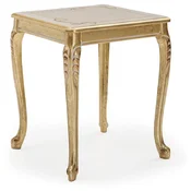 Casa Padrino luxury baroque side table gold/cream/white - Square baroque style solid wood table - Luxury living room furniture in baroque style - Baroque furniture - Noble & Magnificent