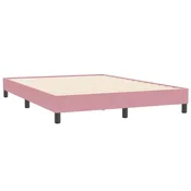 Vidaxl posteljni okvir brez vzmetnice roza 140x210 cm žamet