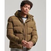 Superdry za moške. M5011743A Everest prešita jakna s kapuco zelena (S), Priložnostno, Poliester, Dolg rokav