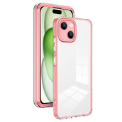 Hibridni ovitek Crystal Bumper z vgrajeno zaščito zadnje kamere za iPhone 15 - metallic pink