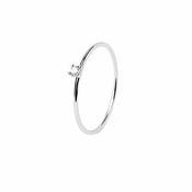 PDPAOLA Minimalističen srebrn prstan s cirkonom White Solitary Essentials AN02-156 (Obseg 52 mm)