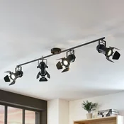 Lindby Tilen stropni reflektor, 4-svetlobni, črn, kovinski, 125 cm - Dnevna soba/jedilnica - Industrijski dizajn - črna - Kovina
