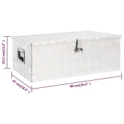 VIDAXL Škatla za shranjevanje srebrna 90x47x33,5 cm aluminij