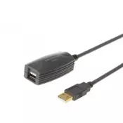 Kabl sa pojacivacem USB A - USB A M/F 5m crni