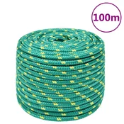 Vidaxl Vrv za čoln zelena 14 mm 100 m polipropilen