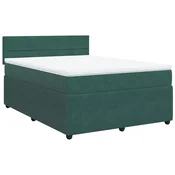 Vidaxl Box spring postelja z vzmetnico temno zelen 140x190 cm žamet