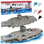 slomart LEAN TOYS Vojaški letalonosilka z reaktivci, lučmi in zvoki, 5 kos.