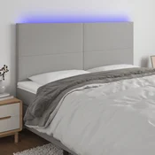 Vidaxl vidaXL Vzglavje postelje z LED svetlo sivo 180x5x118/128 cm blago
