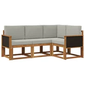 Set vanjskih sofa 4 pcs Prirodna i svjetlosiva Poliester