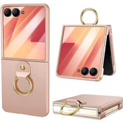 Overboard Ovitek za prstan za Samsung Galaxy Z Flip7 5G, s steklom za zunanji zaslon, zlat