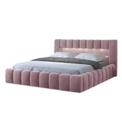 Ružicasti tapecirani bracni krevet s prostorom za odlaganje s podnicom 180x200 cm Lamica – ELTAP