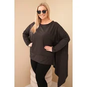 Kesi Womens Plus Size tunic made of cotton with an asymmetrical hem brown
