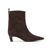 Škornji Tommy Hilfiger Kitten Heel Suede Ankle Boot FW0FW09670 Temno rjava