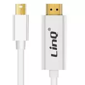 LINQ LinQ, Video kabel Mini DisplayPort moški do HDMI moški 1,8 m, Bela, (5000191806)