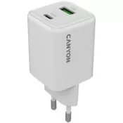 CANYON punjač CU45AC GaN 45W 1xPD 1xQC EU bijeli CNS-CUW45AC