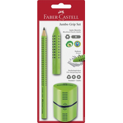 Faber set Grip, grafični svinčnik + radirka + šilček, svetlo zelen
