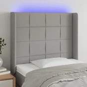 Vidaxl vidaXL Vzglavje postelje z LED svetlo sivo 103x16x118/128 cm blago