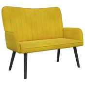 Vidaxl Kavč za 2 osebi Rumena 115 x 61 x 87 cm Žamet