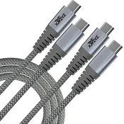 shumee 2x USB C NA USB C KABEL ZA HITRO POLNILO SIV 60W 20V 3A 2M