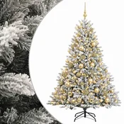 Vidaxl Umetna božična jelka z bučko 180 cm 300 LED Toplo bela