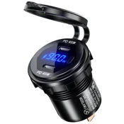 Vodoodporen vgrajen polnilnik/vtičnica z nadzorom napetosti, 2x USB-C, hitro polnjenje PD, 90 W