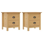 Vidaxl Nočna omarica Hill 2 kosa 46x35x49,5 cm trdna borovina