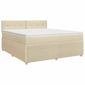 vidaXL Postelja boxspring z vzmetnico Krem 140 x 200 cm Blago