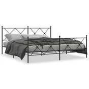Vidaxl Kovinski posteljni okvir z vzglavjem in vznožjem črn 183x213 cm