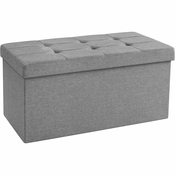Puf, sedežna škatla, škatla za shranjevanje 76 x 38 x 38 cm, nosilnost do 300 kg, svetlo siva | SONGMICS