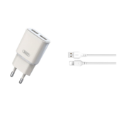 XO Punjač L92C sa dva usb-a sa Iphone kablom 2.4A/ bela