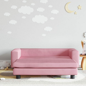 Greatstore Otroški kavč s stolčkom za noge roza 100x50x30 cm žamet