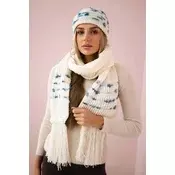 Womens set with scarf Anika K304 ecru+jeans