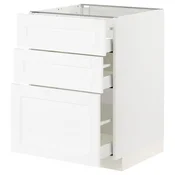 METOD / MAXIMERA Podni element s 3 fioke, bela Enköping/bela im. drveta, 60x60 cm