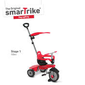 Tricikl Breeze Plus smarTrike TouchSteering crveno-crni s prigušivacem vibracija i slobodnim kotacem od 10 mjeseci
