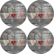 Bertoni Home Unisexs 4 Thick Round Table Pads Set Hearts