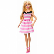 Mattel Barbie 65. godišnjica - plava lutka u ružičastoj prugastoj haljini (HTH66)