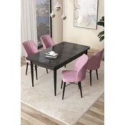 Hanah Home Set Trpezarijski sto i 4 stolice Arp, Crno-roze