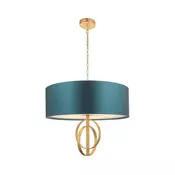 Endon 95219 - Luster na lancu 5xE27/10W/230V precnik 70 cm plava/mesing
