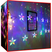 Novogodišnja svjetleca zavjesa 108 LED RGB boja 2.5m zvijezde 8 funkcija