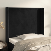 vidaXL Vzglavje z ušesi črn 93x16x118/128 cm žamet