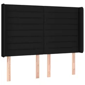 Vidaxl Vzglavje z ušesi črno 147x16x118/128 cm blago